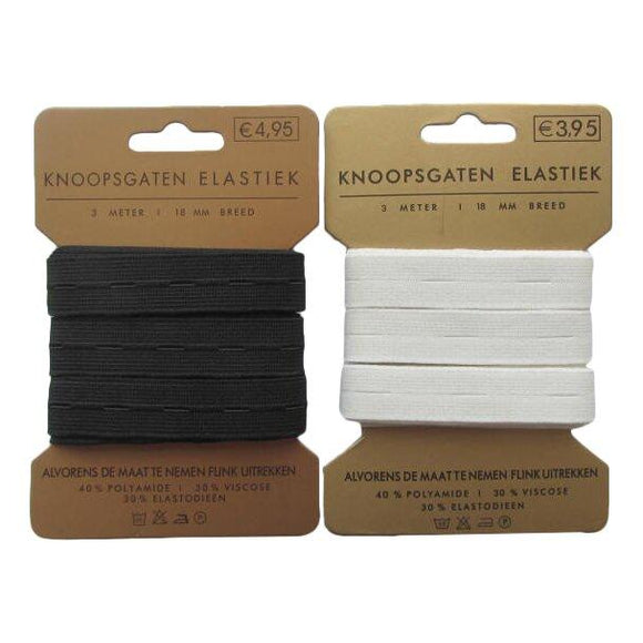 Kaartjes Knoopsgaten Elastiek - 18mm