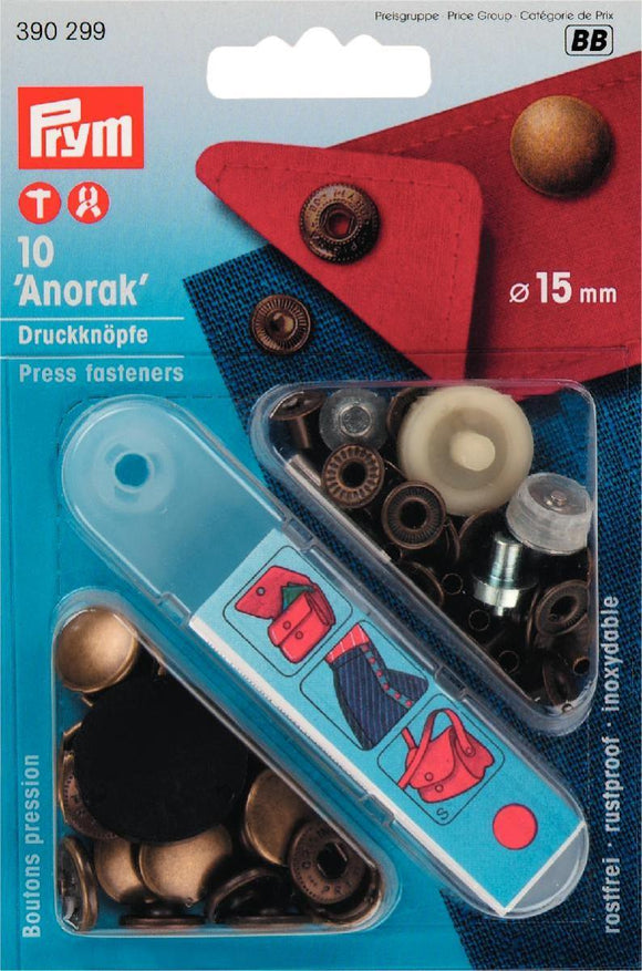 Prym Anorak - 15mm - Brons/Zilver/Goud - Fournituren Zakelijk