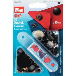 Prym Anorak - 15mm - Zwart - 290307 - Fournituren Zakelijk